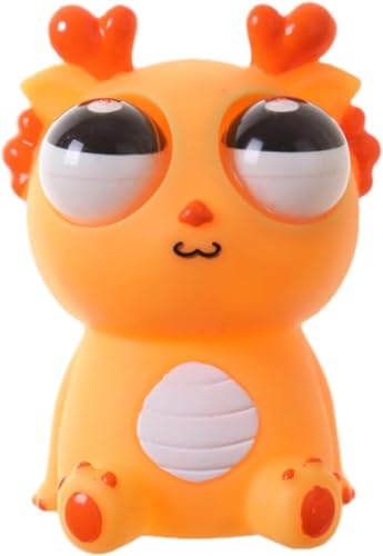 Image of TTW Funny Dragon Pinch Toy | Squishy Dinosaur with Pop-Out Eyes | Stress Relief Fidget Toy for Kids & Adults | Fun Squeeze Toy for Anxiety Relief (Orange)