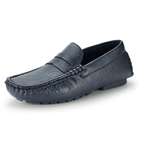 Hawkwell Kids Casual Penny Loafer Moccasin Dress Driver Shoes, Navy Pu, 8 M Us Toddler #TOP10