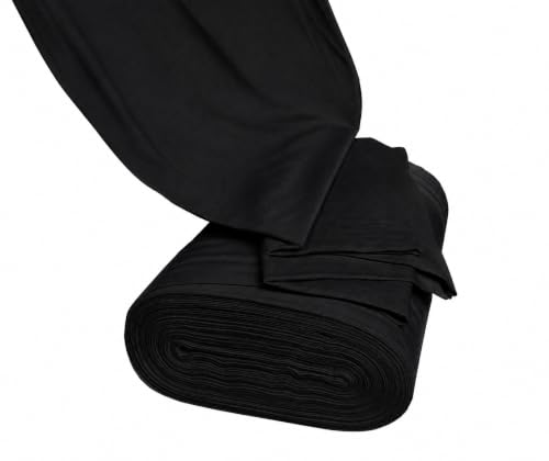 Image of Glus Fabric by The Metre-Mercerised Dyed Cotton for Embroidery-Cross Stitch-Bed Covers-Curtains-Cushion Covers-Table Cloth-Chair Upholstery-Sofa Cover (Black, 100 cm X144 cm)