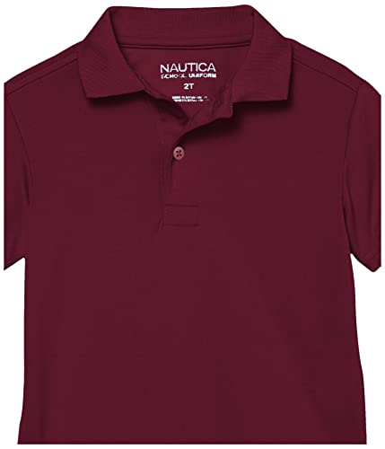 Image of Nautica Boys' School Uniform Short Sleeve Polo Shirt, Button Closure, Moisture Wicking Performance Material