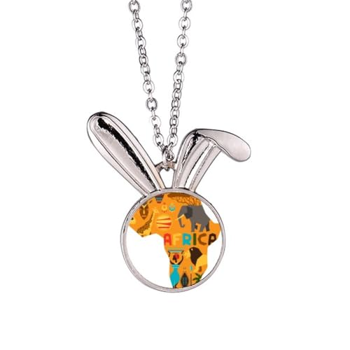 Collier avec pendentif éléphant afmap finitions de qualité motif savane et lapin