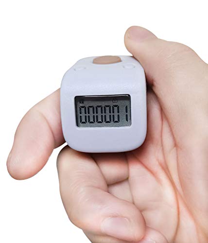 Arvakr Rechargeable Silent Finger Counter 6 Channels Digital Tasbih Tally Clicker with LED for Prayer Knitting Sports Gift White