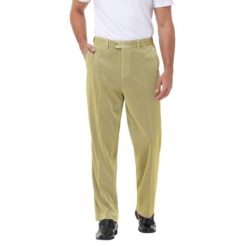 Mens Metallic Pants Night Club Rave Sequin Pants Shiny Slim Fit Trousers Disco Party Outfit