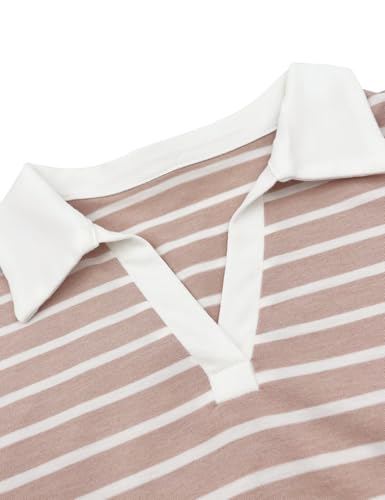 Fanway&EC Girl's Casual Short Sleeve Summer Dress V Neck Loose Cute Stripes Midi Dresses4