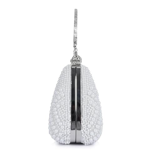 Image of Lady Quinton Pearl and Rhinestone Evening Clutch Bag, Bridal Party Handbag with Chain Strap