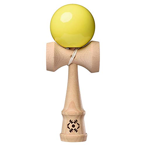 Kendama USA - Tribute Kendamas - Wooden Skill Toy - Neon Yellow - High Visibility - Great for Beginners