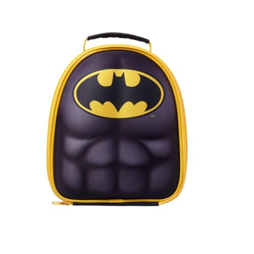 Image of Batman 3D Torso Kids Insulated Lunch Bag – DC Comics Superhero Lunchbox with Thermal Lining, Zip Closure, Carry Handle & Name Tag – School Packed Lunch Bag