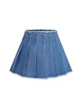 Milumia Women's Pleated A Line Denim Skirt High Waistd Raw Hem Jean Skirts Light Wash X-Small