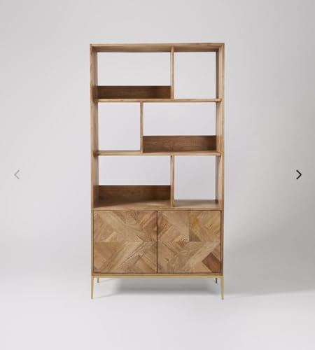 Image of Brisbane Solid Wood Bookshelf | Designer Floor Standing Bookcase |Book Rack Living Room, Home, and Office Library |Mango Wood,|Ideal for Home Decor