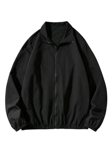 Image of SOLY HUX Men's Varsity Jacket Zipper Color Block Windbreaker Jackets Coats | Long Sleeve, Streetwear