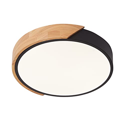 Schindora Plafoniera LED 24W Bianco Neutro 4500K 1600LM,Plafoniera LED Moderna Rotonda Legno per Interni Ø30cm per Salotto Corridoio Home Office Portico