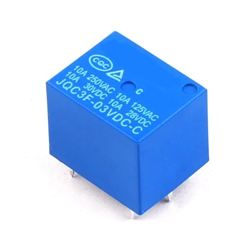 Relé azul JQC3F-03VDC-C BESTEP T73 de 3V para proyectos de electrónica, pack de 5 unidades