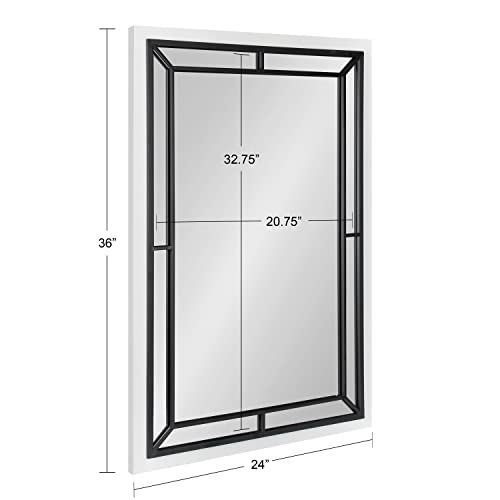 Kate and Laurel Audubon Modern Rectangle Wall Mirror, 24 x 36, White, Coastal Farmhouse Mirror for Wall - Image 7