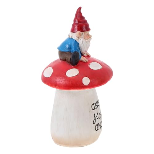 Décoration de jardin résine figurine de gnome statuette extérieure champignons