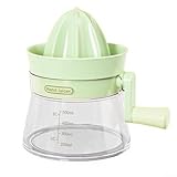Exprimidor de mano de plástico sostenible para frutas cítricas con sistema optimizado impulsado por engranajes para extraer más jugo de naranjas, limones y pomelos (verde)