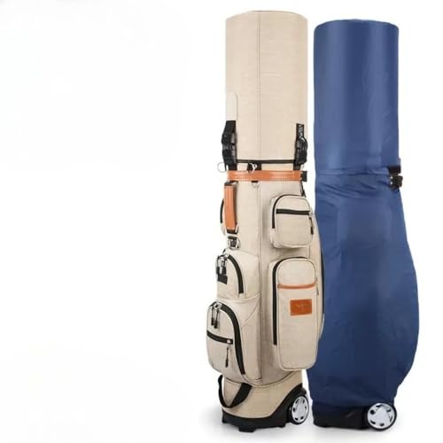 キャスター付きキャディ、ユニセックスローラー、クラブケース、練習用、軽量、安定性、大容量、コンビネーションロックとレインカバー付き、スポーツ、ローラー、ユニセックス (カーキ)