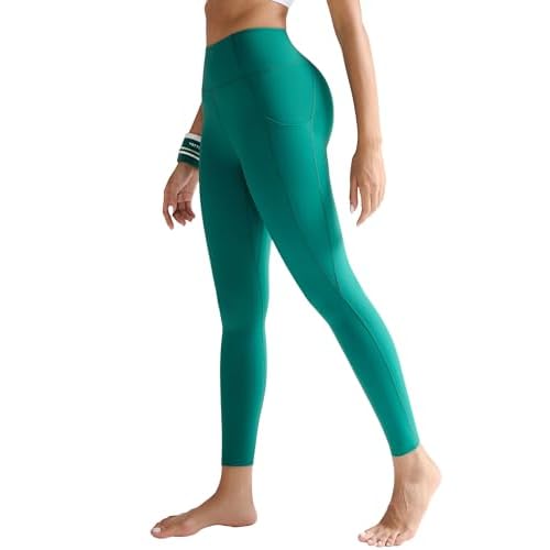 RUNNING GIRL Leggings for Women with Pockets,Full Length High Waist Buttery Soft Workout Leggings Yoga Pants Teal Medium