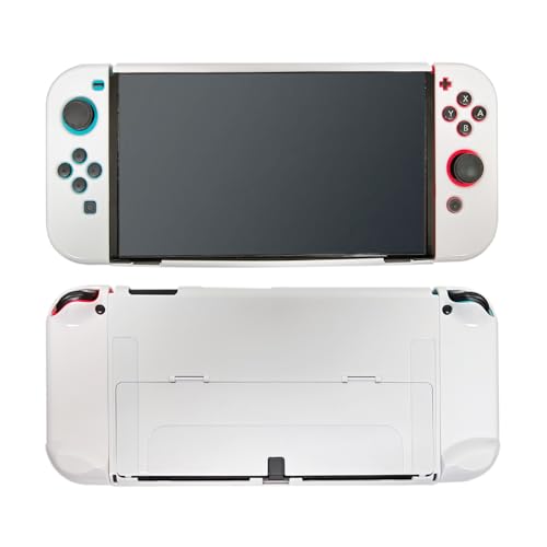 Ryo楽々生活館 Switch 有機EL 対応 保護 ケース Joy-Con カバー 分離式 3点セット スイッチ 有機ELモデル 用 保護 カバー 装着簡単 PC製 ハード 耐衝撃 switch有機EL スイッチ有機ELモデル 対応 ケース ホワイト