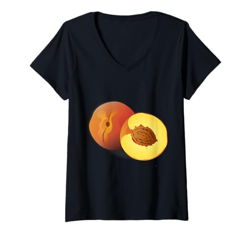 Mujer Realmente Amo Las nectarinas - Nectarina melocotón Fruta Camiseta Cuello V