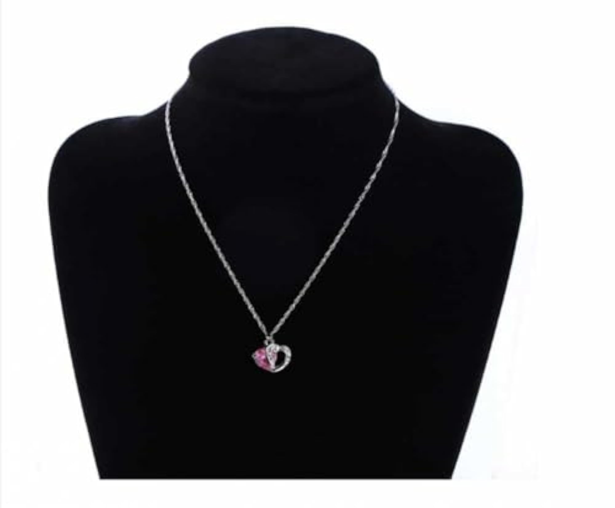 Double Heart Paved Zirconia Pendant Necklace Earring Set
