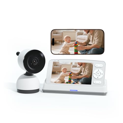 YIYU ベビーモニター、見守り型ベビーモニター 24時間ワイヤレス監視、AIによるリアルタイム泣き声認識、双方向通話対応、室温異常アラート機能付き 5インチ高精細ディスプレイを搭載 2.4GHz FHSS技術を採用し、スマホアプリやWi-Fiに依存せず、強力な電波で家中どこでもしっかりカバー フルカラーナイトビジョン機能で、赤ちゃんの成長のひとときを鮮明に捉えます 開梱後すぐに使え、設定不要