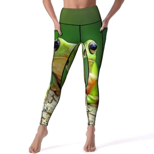 Legging taille haute vert grenouille pantalon de fitness anti-glissement gym