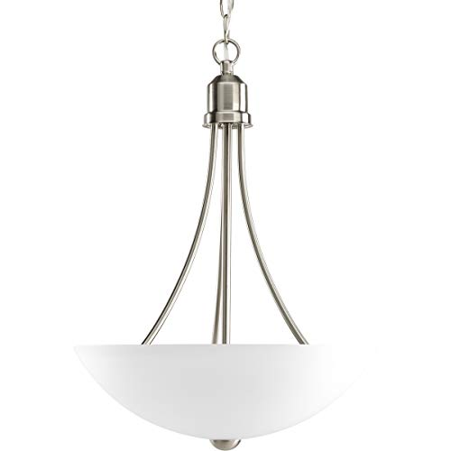 Image of Progress Lighting Gather Collection 2-Light Etched Glass Brushed Nickel Traditional Foyer Pendant Hanging Light