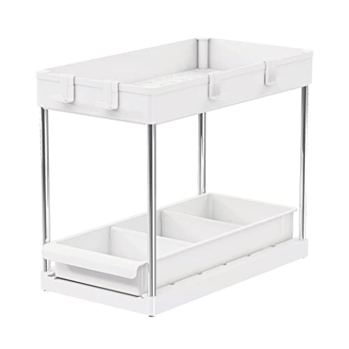 Calma Dragon Rangement cuisine - Rangement sous évier avec panier coulissant au fond,4 crochets,une tasse à suspendre et des poignées. Polyvalent Rangement évier pour cuisine, salle de bain et balcon Cover