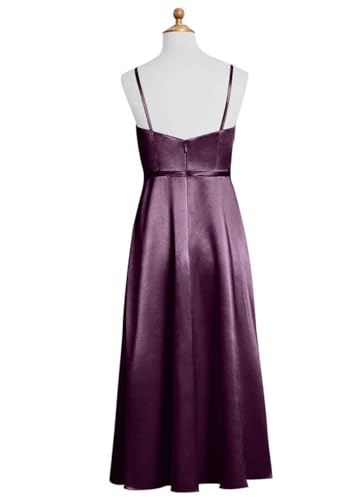 Satin Juniors Bridesmaid Dresses with Slits Spaghetti Straps Flower Girl Dresses Wedding Party Dress Jrswiol0023