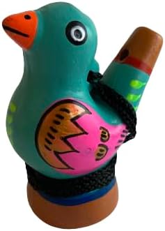 Lot (3) Handcrafted Peruvian Ceramic Bird Whistle, Water-Activated Sound, Andean Style, Decorative Home Decor, Colorful Folk Art Design
