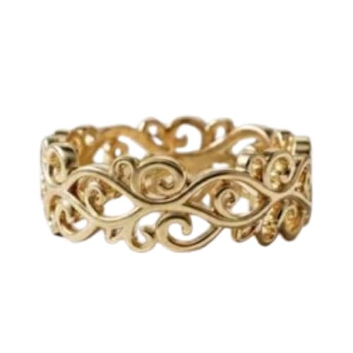 SILVERWORLDSHOP Vintage Inspired Scroll Work Design Women's Wedding Band 14K