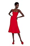 Stofftyp: Webstoff Trendyol Damen Women Bodycon Fitted Woven Dress Midi, figurbetontes, gewebtes Kleid, Red, s
