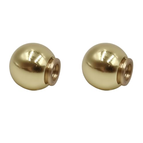 MA&J 25mm/1''Brass Ball Lamp Finials Caps Knob, Solid Toppers Screw for Lighting Fixtures/Machinery/DIY, Round Solid Screw Cap Cover with Reducing Adapter(2Pack).