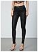 MakeMeChic Women's Faux Leather Stretch Skinny Pants High Waisted Double Button Leggings Club Party Pants Black Medium