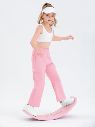 Image of Girls Kids Cargo Sweatpants Wide Straight Leg Jogger Pants 5-14 Years