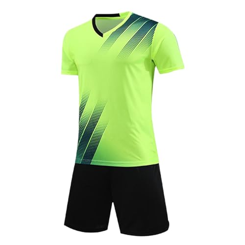 Image of JiaYouLC Kids Football Kits Boys Soccer Jersey Set Quick Dry T-Shirt Shorts Football Training Outfit for Youth Age 3-12 (Green, 7-8 Years/2XS)