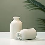 White Ceramic vases Home Decor 2pcs Small vase Set Boho vase Modern Farmhouse Decor (White) - Image 4