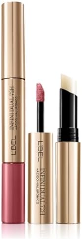 L’BEL Labial Infini Dual Triple Poder – Mate No Transfer, Satinado Volumen y Bálsamo Reparador 3 en 1 (Nude Belle)