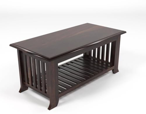 Image of Solid Sheesham Wooden Centre Table Coffee Table & Sofa Center Table Teapoy for Hallway Decor - Wooden Coffee Table for Living Room Home Furniture Decor (Walnut)