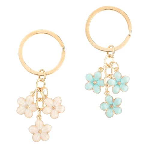 Ouligay 2 Stück Blume Schlüsselanhänger für Mädchen Damen, Süß Bag Charms Aesthetic Taschenanhänger für Frauen Geburtstagsgeschenk Kleine Geschenke Beste Freundin Geburtstag Kollegen Erzieherin Lehrer