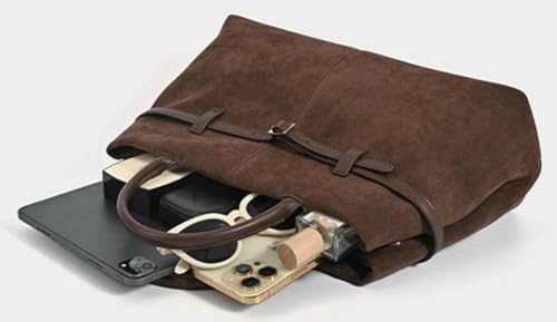 Bolso Tote de gamuza grande con correa y hebilla miniatura 5