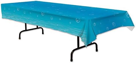 Beistle Printed Plastic Under The Sea Rectangle Bubble Print Table Cover Luau Beach Theme Tableware for Mermaid Birthday Party Supplies image 3