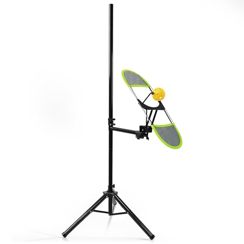 WAOPSO Pickleball Topspin Trainer Tennis&Pickleball Practice Tool with 360 Angles and Height Adjustment Portable Pickle Ball Training (Matte Black + Green)