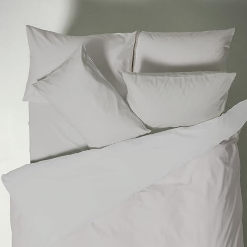Housse de couette 150 coton percale Bianca parure lit gris argent uni