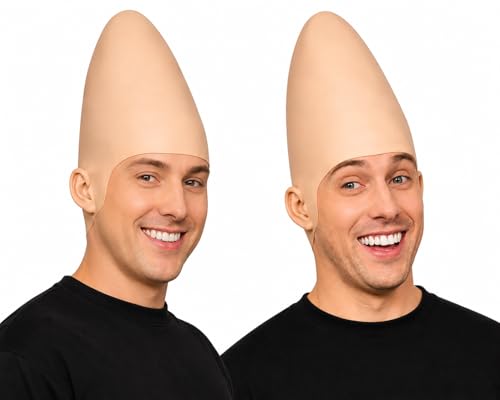HandinHandCreations Alien Cone Egg Conical Bald Costume Wig 2-Pack (One-Size Fits Most Adults)