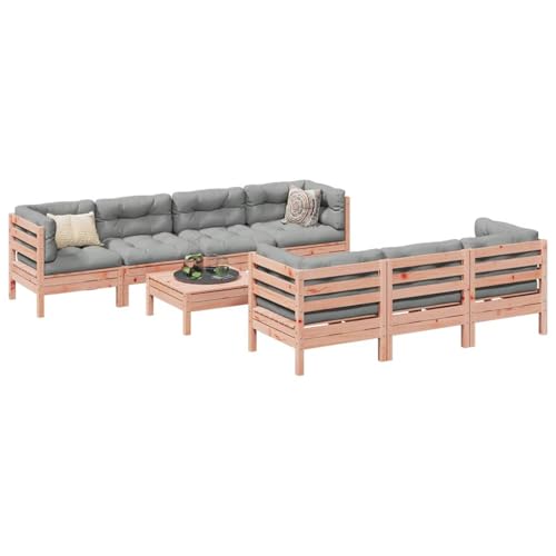 Gecheer Muebles de Jardin,Sofa Jardin Exterior,Muebles terraza y Jardin,Sofás Patio,Set de sofás jardín 8 pzas con Cojines Madera de Abeto Douglas M2#