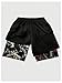 GORGLITTER Men's 2 in 1 Anime Graphic Gym Shorts Quick Dry Drawstring Mesh Athletic Running Shorts with Liner Black Japanese Letter Medium
