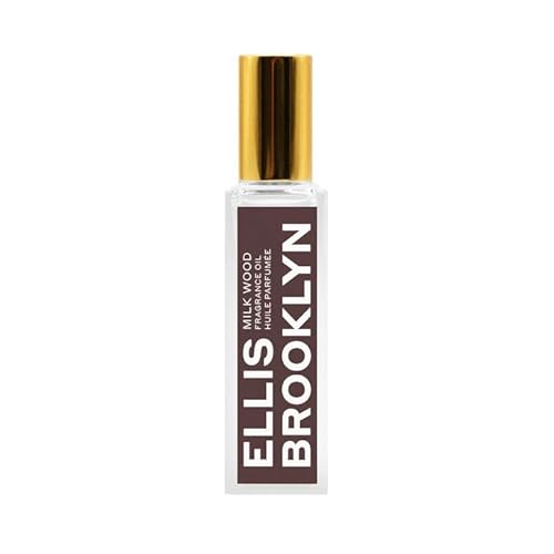 Ellis Brooklyn Milk Wood Perfume Oil Roll-On for Women – Sandalwood & Amber Musk Perfume Oil - Notes of Coconut Milk, Freesia & Bergamot– Long Lasting Fragrance, Travel-Friendly Rollerball, 15ml