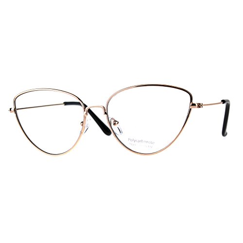 SA106 Womens Metal Rim Cat Eye Clear Lens Fashion Eye Glasses Gold