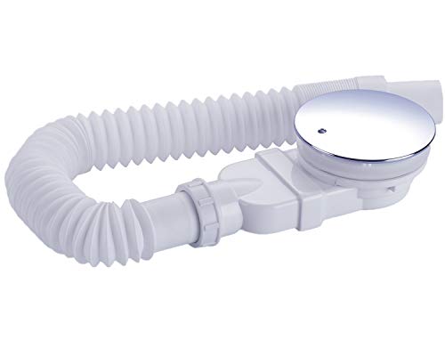 IMPTS Set di scarico extra piatto, 90 mm, foro di scarico per piatto doccia, sifone con tappo antiodore, filtro per capelli, tubo flessibile